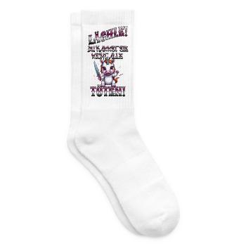 Böses Einhorn, lustiger Spruch - Tennissocken - Weiß - Rechts