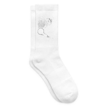 Nikola Tesla with light bulb and Tesla coil - Tennis socks - white - Right