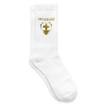 Goldenes Schweizer Schutzschild - Tennissocken - Weiß - Rechts