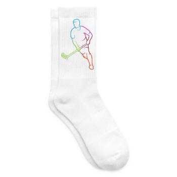 Floorball Spieler bunt Floorballer Junge Unihockey - Tennissocken - Weiß - Rechts
