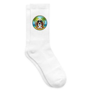 Basset Artesien Normand Hunderasse Cartoon Beach - Tennissocken - Weiß - Rechts