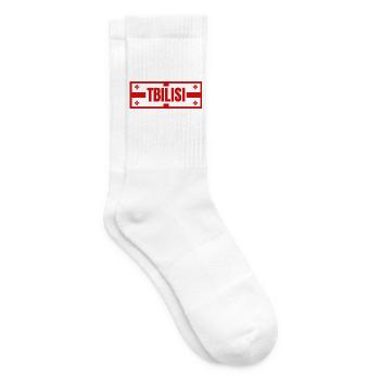 Ville de Tbilissi avec le drapeau géorgien - Chaussettes de tennis - blanc - Droite