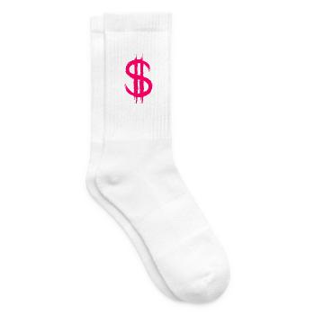 Dollarzeichen Dollar Zeichen Geld Bürste Rosa - Tennissocken - Weiß - Rechts