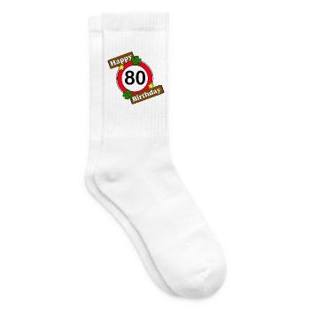 80th Birthday , Happy Birthday 80 (25) - Tennis socks - white - Right