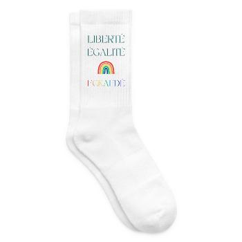 LIBERTÉ EGALITÉ FCKAFDÉ - Regenbogen Design FCKAFD - Tennissocken - Weiß - Rechts