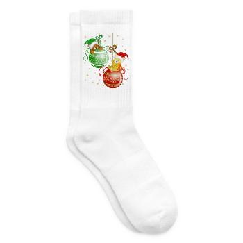 Bärchen auf Weihnachtskugeln Bär Weihnachtsdeko - Tennissocken - Weiß - Rechts