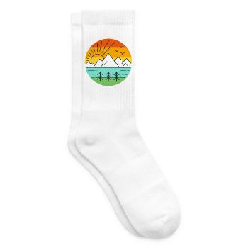 Mountain Lake Sunset Panorama - Tennis socks - white - Right