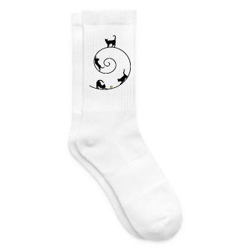 Katze Katzen Kater Kitten Cat - Tennissocken - Weiß - Rechts