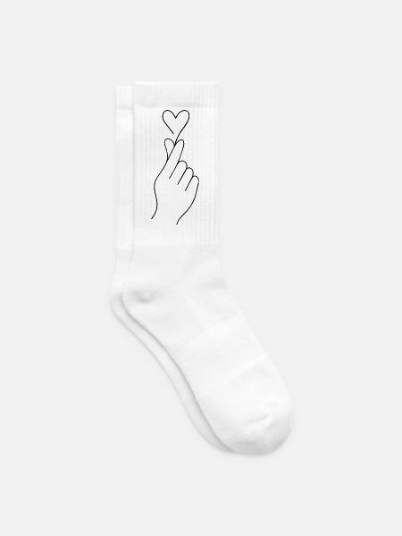 Koreanisches Fingerherz – Minimalistisches Love Sy - Tennissocken - Weiß