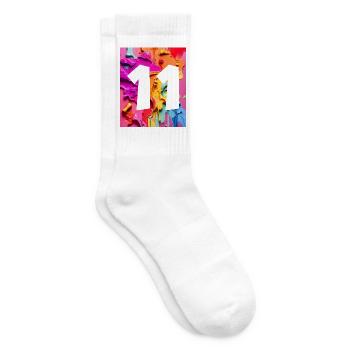 NO. 11 NUMBER 11 COLORFUL 11TH BIRTHDAY - Tennis socks - white - Right