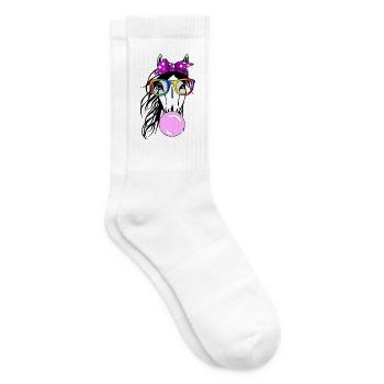 Pferd mit Brille und Kaugummi - Tennissocken - Weiß - Rechts