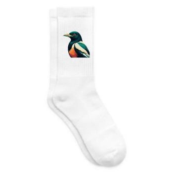 Elster Cartoon Figur Buntes Haustier Tier - Tennissocken - Weiß - Rechts