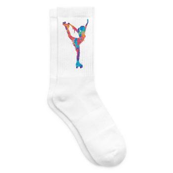 Rollschuh Roller Skating Damen Kinder Rollschuhe - Tennissocken - Weiß - Rechts
