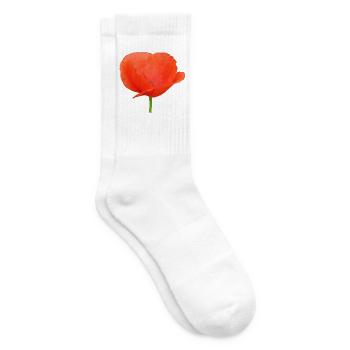 Mohnblume Klatschmohn rote Blume - Tennissocken - Weiß - Rechts