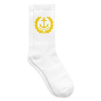 Skipper Anchor Logo gold - Tennis socks - white - Right