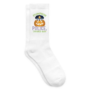Kürbis-Polizei, erzwingt Buh! Polizist Halloween - Tennissocken - Weiß - Rechts