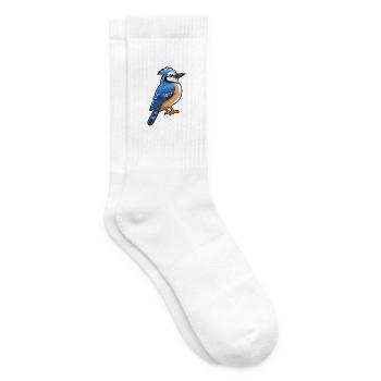 Blauer Eichelhäher Karikatur Kawaii Aquarellillustration - Tennissocken - Weiß - Rechts