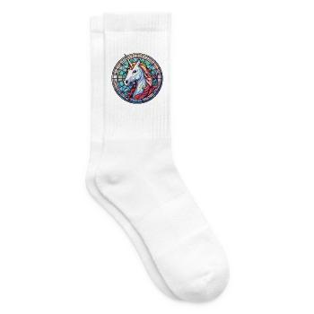 Einhorn bunte Aquarell Tier Illustration - Tennissocken - Weiß - Rechts