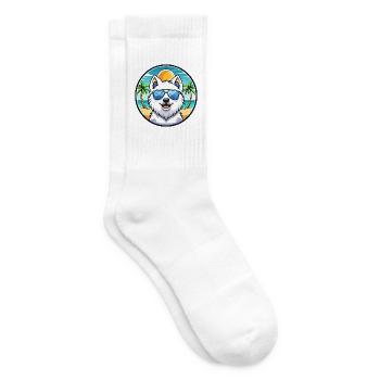 Lunettes de soleil de dessin animé de race de chien Spitz japonais plage - Chaussettes de tennis - blanc - Droite