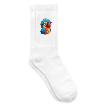 Papagei mit Brille Cartoon Kawaii Illustration - Tennissocken - Weiß - Rechts