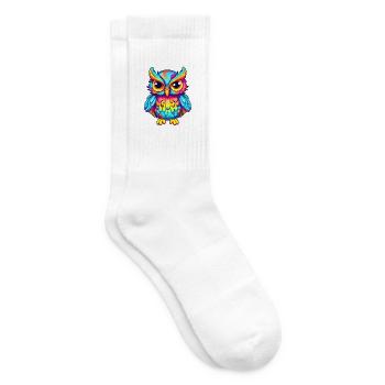 Eule buntes Aquarell Cartoon Kawaii Tier - Tennissocken - Weiß - Rechts