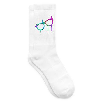 Neon Sonnenbrille mit Farbspritzern Party - Tennissocken - Weiß - Rechts
