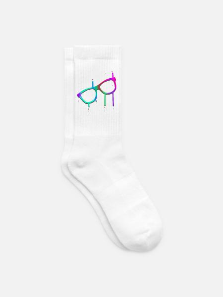 Neon Sonnenbrille mit Farbspritzern Party - Tennissocken - Weiß