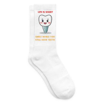 Zahnfigur: Lächle, solange du noch Zähne hast - Tennissocken - Weiß - Rechts