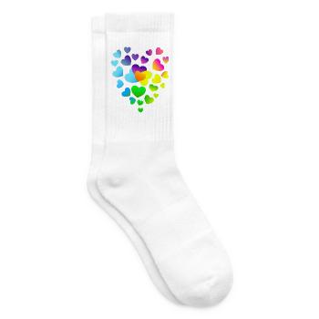 Herz Herzen bunte Herzen - Tennissocken - Weiß - Rechts