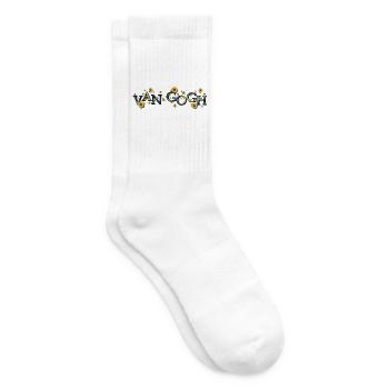 Van Gogh Sternennacht mit Sonnenblumen - Tennissocken - Weiß - Rechts