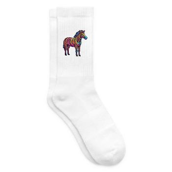 Zebra buntes Aquarell Cartoon Kawaii Tier - Tennissocken - Weiß - Rechts