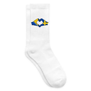 Bosnien Schweden Flagge Hände Herzform - Tennissocken - Weiß - Rechts