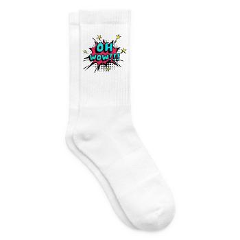 Oh wow - Comic Pop Art Sprechblase - Tennissocken - Weiß - Rechts