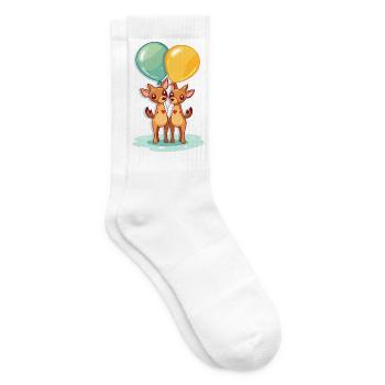 Hirsche, Kawaii, Karikatur, Haustier, Spielend, Mit, Balloons - Tennissocken - Weiß - Rechts