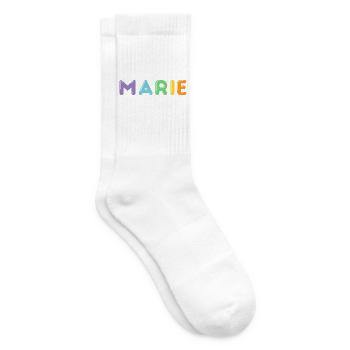 Marie Pastellfarbener Blockschriftzug - Tennissocken - Weiß - Rechts