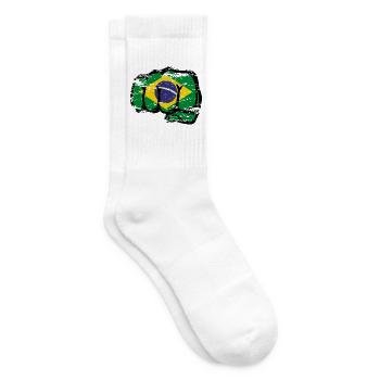 Brasilien Flagge Hand Faust used - Tennissocken - Weiß - Rechts