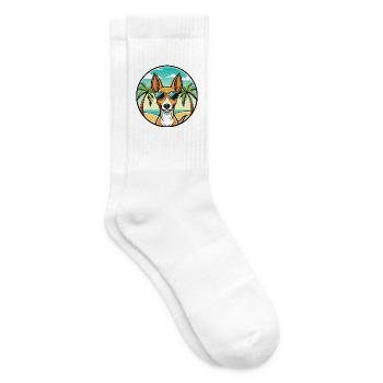 Podenco Canario Hunderasse Cartoon Sonnenbrille Strand - Tennissocken - Weiß - Rechts