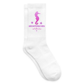 rosa seepferdchen mit sternchen Schwimmabzeichen - Tennissocken - Weiß - Rechts