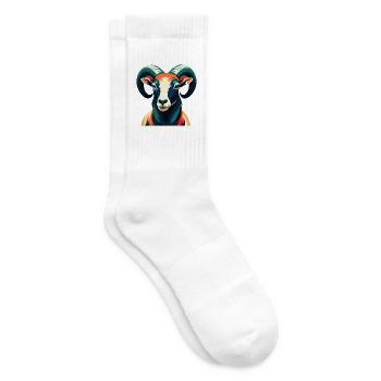 Ram Cartoon Character Colorful Pet Animal - Tennis socks - white - Right