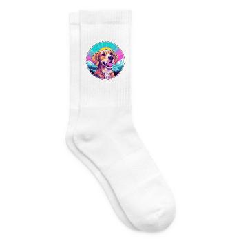 Hund Aquarell Karikatur Kawaii Haustier Tier Bunt - Tennissocken - Weiß - Rechts