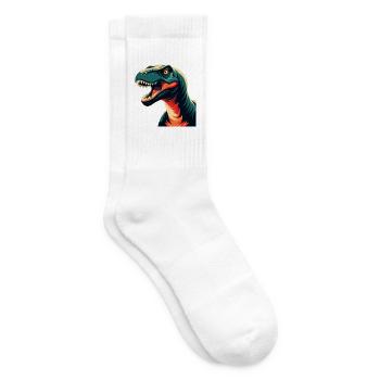 Dinosaurier Cartoon Figur Buntes Haustier Tier - Tennissocken - Weiß - Rechts