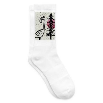 Handmade Illustration Art Flamingo - Tennissocken - Weiß - Rechts