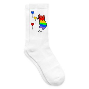 Katze Katzen Kitten LGBT Regenbogenfahne Liebe - Tennissocken - Weiß - Rechts