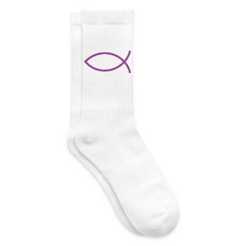  Jesusfisch violett Ichthys Jesus Fisch  - Tennissocken - Weiß - Rechts