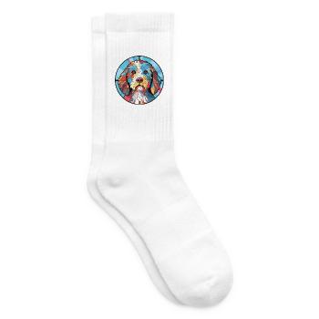 Spanische Wasserhundrasse Aquarell-Illustration - Tennissocken - Weiß - Rechts