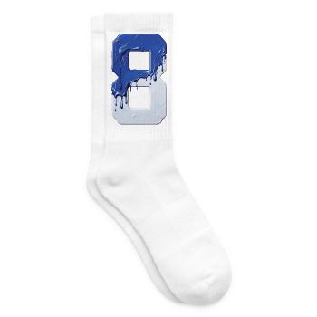 NO. 8 NUMBER 8 BLUE WHITE 8TH BIRTHDAY - Tennis socks - white - Right