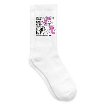 Einhorn Musik - Das Leben ist nicht immer Scheiße - Tennissocken - Weiß - Rechts