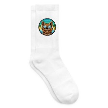 Griffon Bruxellois Hunderasse Cartoon Sonnenbrille - Tennissocken - Weiß - Rechts