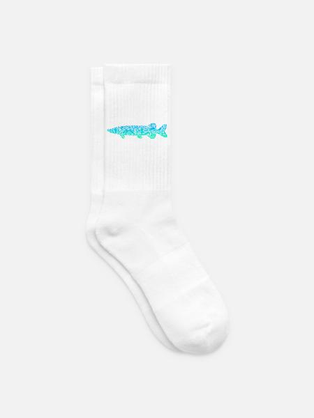 Hecht Angeln Fisch farbig Hecht Angler Fischer - Tennissocken - Weiß