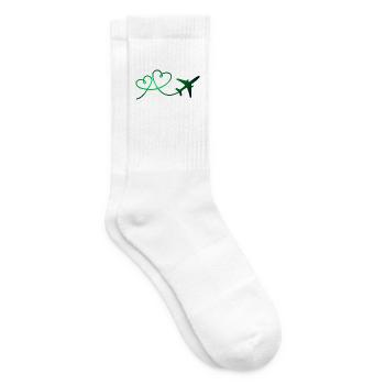 Flugzeug Flieger mit Herz - Tennissocken - Weiß - Rechts